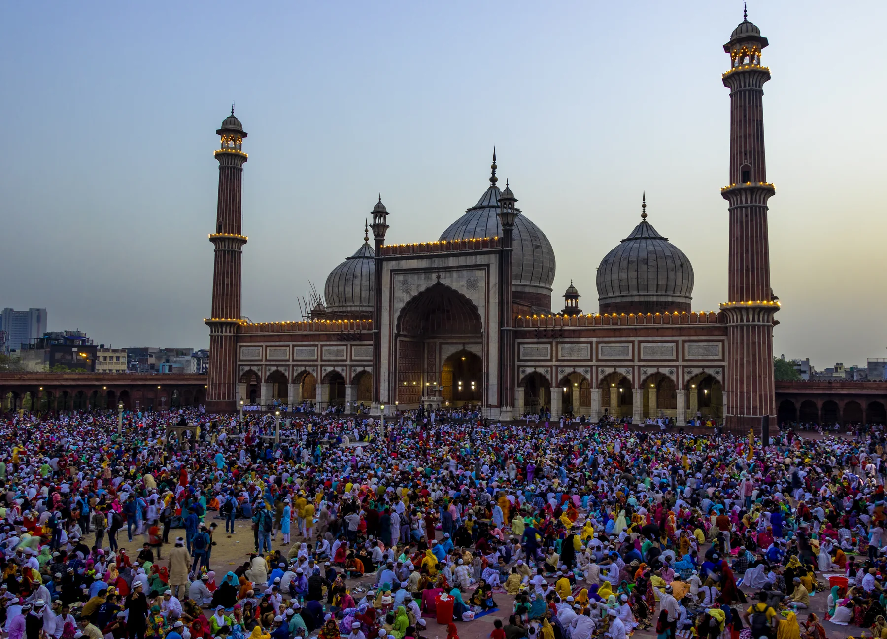 Courtyard and minarets of Jama Masjid in Old Delhi