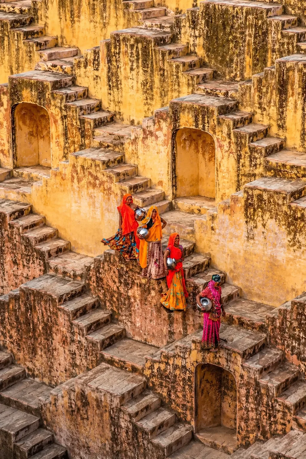 Women at Abhaneri stepwell in Rajasthan